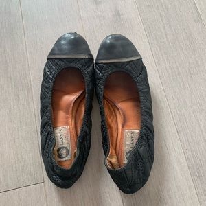 Lanvin black quilted flats